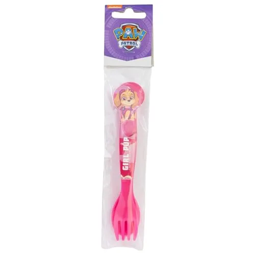 2-teiliges wiederverwendbares Kinderbesteck aus Kunststoff bestehend aus Gabel und Löffel von Paw Patrol Girl