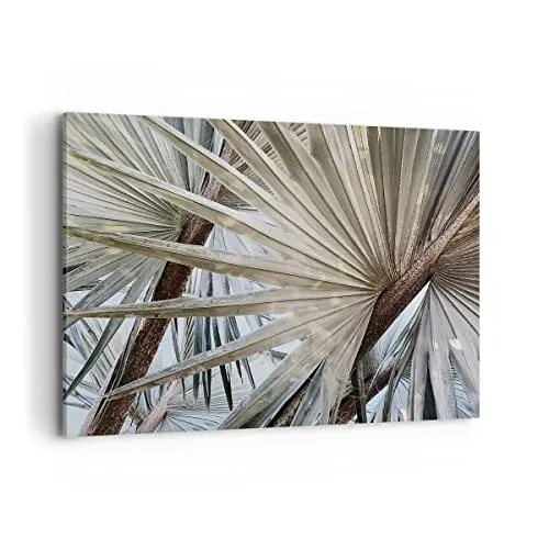 Wandbilder Dekoration Wohnzimmer Blatt Palme Natur Bilder auf Leinwand 120x80cm Leinwandbild Schlafzimmer Küche Deko Wand Kunstdruck Art Groß XXL Wanddeko Bild Wall Decor Canvas AA120x80-5056
