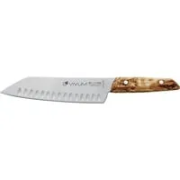 F. DICK Santoku VIVUM 18 cm - Profi Kochmesser mit Birkenholzgriff - Hochwertiges Santoku Kochmesser aus Spezialstahl mit extra scharfer Klinge und Kullenschliff; ideal für Fleisch, Fisch und Gemüse - Made in Germany