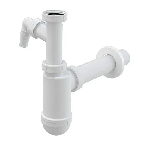 AlcaPlast A43P Flaschen Siphon DN40 mit Geräteanschluss | Ablauf Garnitur für Waschtisch Waschbecken