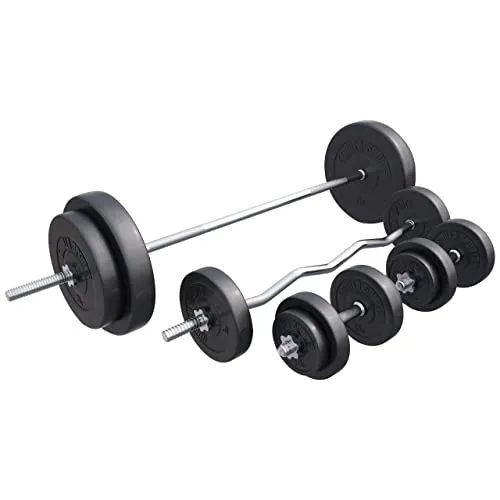 GORILLA SPORTS Hantel-Set 100kg - Komplettset mit Langhantel und Kurzhanteln - Hantelset für effektives Training, inklusive 100kg Gewichten, Langhantel, SZ-Stange und Kurzhanteln. Ideal für Zuhause oder das Studio, schont den Boden durch Kunststoffüberzug.