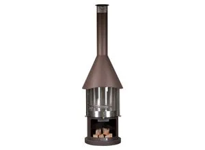 Buschbeck Kamin Melbourne - eleganter Edelstahlgrillkamin - Grills - Der Buschbeck Kamin Melbourne bietet eine schicke Schiebetür aus Glas, die wahlweise nach links oder rechts geöffnet werden kann, ideal für gemütliche Grillabende.