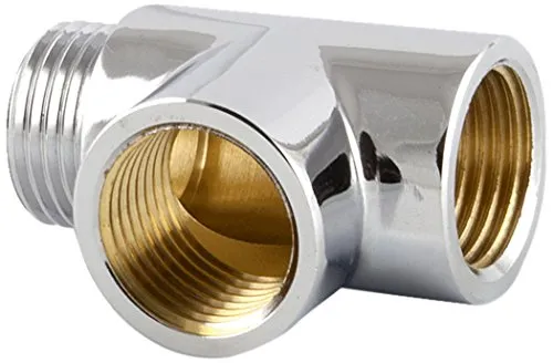 derClou24 3597013013 Sanitär T-Stück zwei Wege Verteiler allseitig 1/2 Zoll Messing verchromt poliert