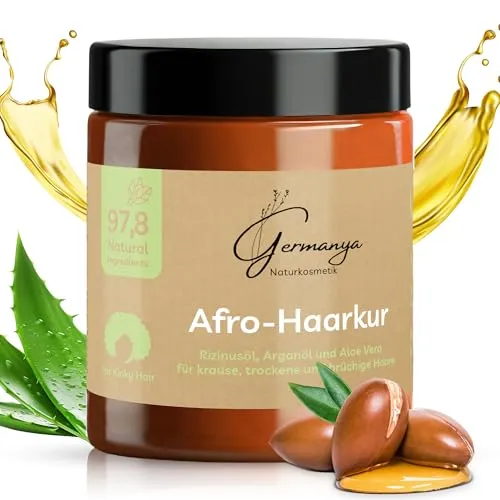 Intensive Haarmaske mit Arganöl, Rizinusöl & Aloe Vera, Vegane Anti-Frizz & Curly Methode geeignet, Pflege für Lockiges & Afro Haar 97,8% natürliche Inhaltsstoffe – 250 ml