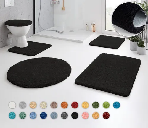 Kleine Wolke Badteppich Relax 100 cm rund schwarz in schwarz von Kleine Wolke
