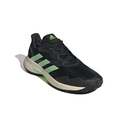 adidas CourtJam Control Tennisschuhe für Herren - Schwarz/Grün, Größe 45 1/3 (11) - adidas Tennisschuhe mit flexibler Bounce Zwischensohle und griffiger Adiwear Außensohle, ideal für schnelle Bewegungen auf Sandplätzen.