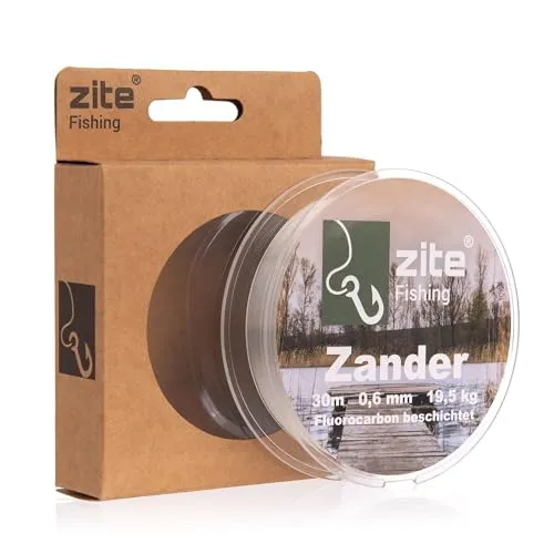 Zite Fishing Fluorocarbon Vorfachschnur 0,60 mm | 30 m monofile Schnur mit Fluoro-Beschichtung | Extra stark für Zander 19,5 kg Tragkraft | Für Jig, Chebu & Hardbait-Rigs