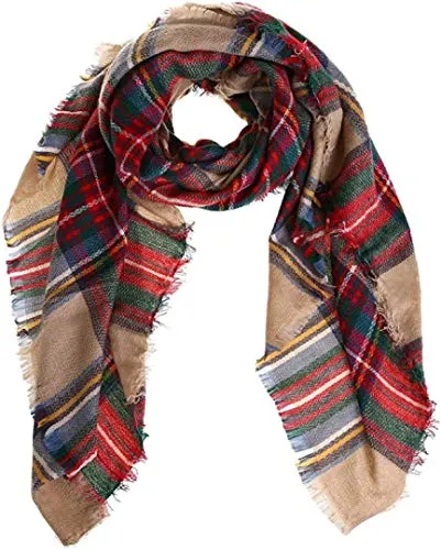 Boolavard Plaid Cashmere Feel Klassischer Weicher Luxuriöser Winterschal für Männer und Frauen (Kamel)