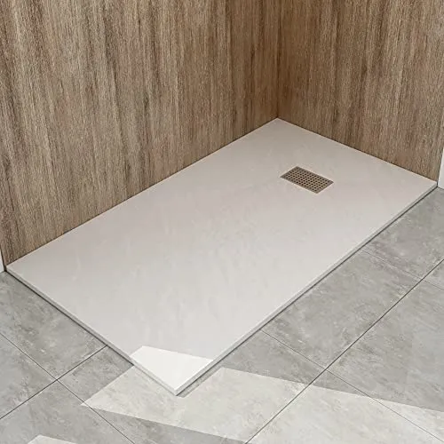 WITEN&NOCK SMC Duschwanne 160x90cm weiß Brausewanne Duschtasse extra flache Steinoptik Antirutschfür Duschkabine Duschwand