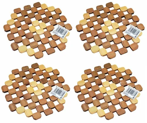 2x Pfannen- & Topfuntersetzer | Bambus Holz Tischuntersetzer | Untersetzer