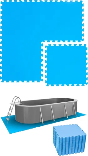 8,4 m² Poolunterlage - 36 EVA Matten 50x50 für sicheren Badespaß - Sonstiges Poolzubehör: Schütze Deinen Pool vor Rissen und Löchern mit 1 cm dicken, strapazierfähigen EVA Matten. Ideal für Whirlpool und Planschbecken, rutschfest und hautfreundlich für die ganze Familie.