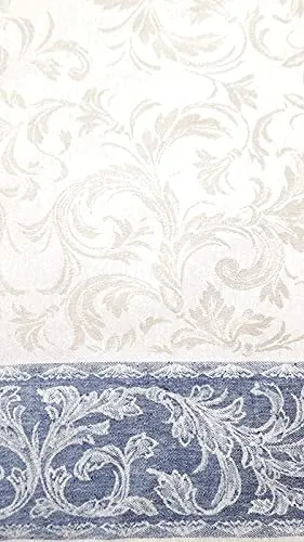 KRACHT Geschirrtuch Jacquard Halbleinen Paisley Blau 50x70 cm