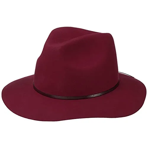 LIERYS Fine Wool Fedora Hut mit Kunstleder Garniturband, Damen, Bordeaux, L (58-59 cm) - Eleganter Fedora Hut im Traveller Stil, gefertigt in Italien aus hochwertigem Wollfilz. Ideal für kalte Tage und vielseitig kombinierbar für jede Gelegenheit, ob Stadt oder Reise.