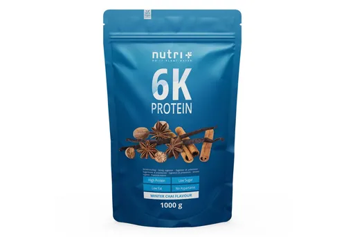 nutri+ 6K Proteinpulver - Veganes Eiweißpulver - Hochwertiges pflanzliches Proteinpulver mit über 75 % Eiweißanteil, ideal für eine proteinreiche Ernährung. Perfekt für Shakes, Kochen und Backen, frei von Laktose und Konservierungsstoffen.