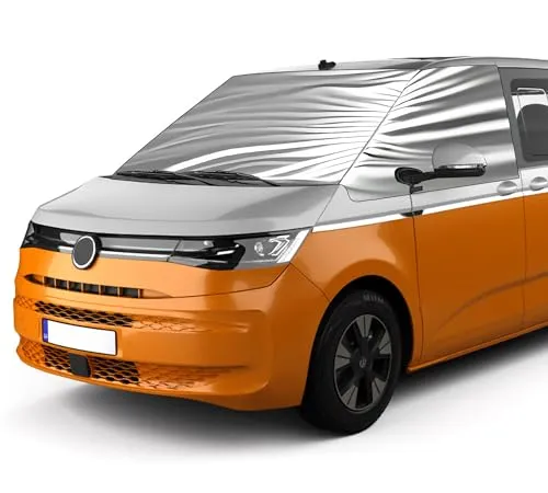Frontscheibe Wrap Cover Ersatz Für VW Caravelle/Transporter/Multivan T7, Luxus Silber Windschutzscheiben Abdeckung, Faltbare Frontscheibe Sonnenschutz Thermomatten Blackout Anti-UV/Frost/Ice/Staub