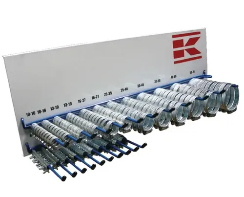 Kramp 220x Schlauchschellen Sortiment inkl. Rack Set 6-70mm - Umfangreiches Sortiment an Rohrschellen für vielseitige Anwendungen, ideal für Handwerker und Heimwerker.
