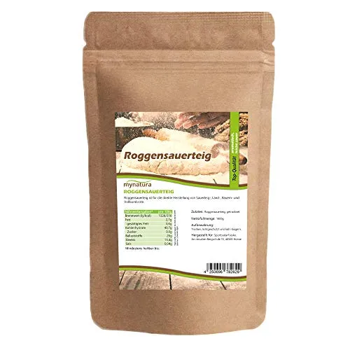 Mynatura Roggensauerteig I Getrocknet I Brot backen I Teigmischung I Roggenteig I Roggen I Sauerteig Pulver I Beutel (1x 1000g)