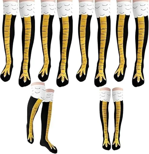 Produktbild Fibete 4 Paar Chicken Leg Socks Witzige Socken Fun Hühner Legs Sock Kostüm Damen Hühnersocken Geschenke Overknee Stocking Personalisierte Wärmer Strümpfe Komische Stocking