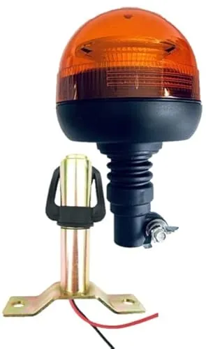 Matel Service Rundumleuchte orange, Warnleuchte mit flexiblem Fuß LED 12V 24V Für Straßenver 3 Funktionen R65 mit Aufsteckrohr Halterung T