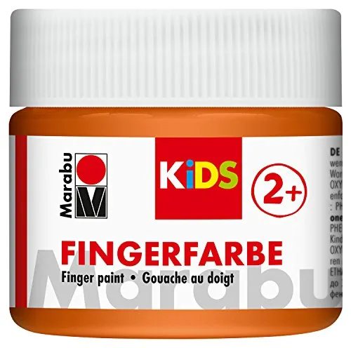 Marabu 03030050013 - Kids Fingerfarbe orange 100 ml, parabenfrei und vegan, ideal für kreative Kinderaktivitäten