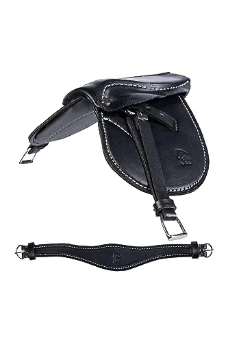 HKM Cuddle Pony Sattel Schwarz Einheitsgröße - Ponysattel mit klettbaren Knieklötzen für optimale Anpassung und langlebiger Sitzfläche aus Wildlederimitat - ideal für komfortables Reiten.