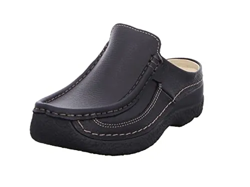 WOLKY Pantolette schwarz 42 EU - Wanderschuhe mit Keilabsatz für optimalen Komfort, aus hochwertigem Glattleder gefertigt und ideal für entspannte Sommerausflüge.