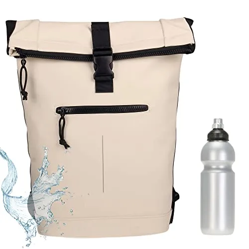 Rucksack Plane TIM Bag Kurierrucksack Roll-up Fahrradrucksack Sport Fitness + Flasche bagboom (Beige Nude 53)