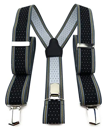 TigerTie Unisex Hosenträger in Y-Form mit 3 extra starken Clips - Farbe in schwarz anthrazit gold silber gepunktet gestreift - hochwertige Verarbeitung - Breite 35 mm