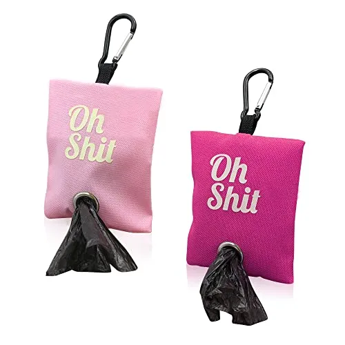 Fatiya tragbarer Hundekotbeutelhalter für Leine, Hundekotbeutelspender mit Metallclip für Spaziergänge, Laufen oder Outdoor-Zubehör (2 Stück, Rosa)