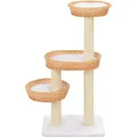 vidaXL Katzen-Kratzbaum aus natürlichem Weidenholz - Braun - Katzenspielplatz mit 3 gemütlichen Weidenkörben, ideal für Nickerchen und Krallenschärfen. Pflegeleicht, montagefreundlich und perfekt für die kalte Jahreszeit.