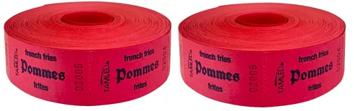 Bonrollen Pommes frites rot als Set Wertmarken Bon-Rolle Essengutschein Wertbon