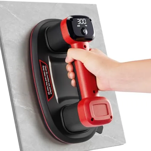 Elektrischer Saugheber, Akku Vakuum Saugheber, 26cm Saugheber Akku Fliesenheber, 2 Motoren, 300 KG Saugkraft, LCD-Display, 4000 mAh Akku, Glassauger für Glas, Fliesen, Porzellan