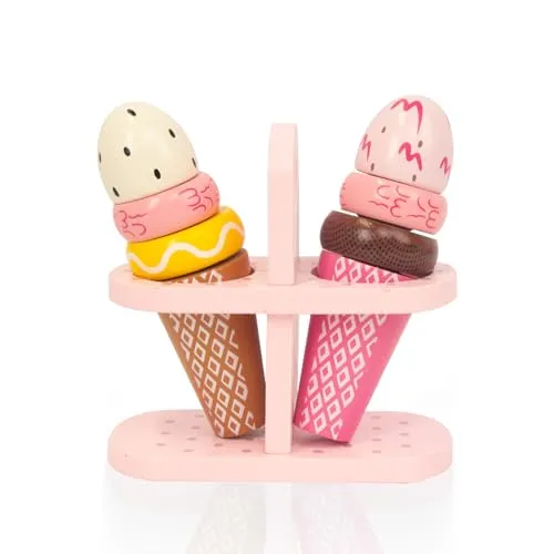 Woodenfun Eisdiele Kinder Holz Eisdiele Spielzeug mit Eisregalen, Küche Rollenspiel, vorgeben Lebensmittel Spielzeug zu Sein