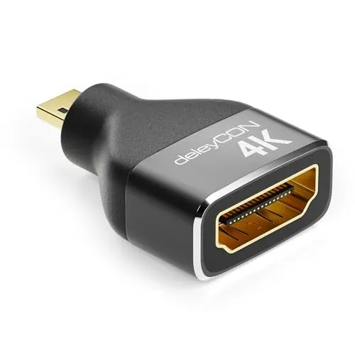 deleyCON Micro HDMI Adapter Kupplung Kabel Verbinder 4K@60Hz / 2K@120Hz UHD 4096x2160 Aluminium HDMI 2.0 ARC HDR 3D VRR ALLM HDCP 18Gbps Schwarz