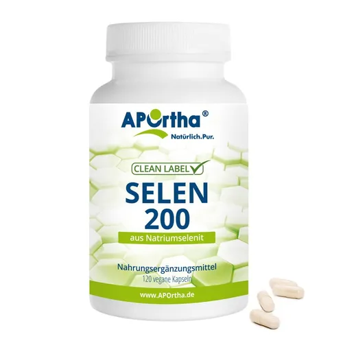 APOrtha Selen-Kapseln - 200 µg aus NATRIUMSELENIT - 120 vegane Kapseln