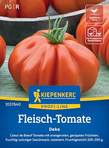 Kiepenkerl Profi-Line Fleisch-Tomatensamen Deko 1037640 - orangerote Früchte - Fruchtgewicht 200-300 g - Gemüsesamen, Samengemüse, Gemüsepflanzen, Saatgut