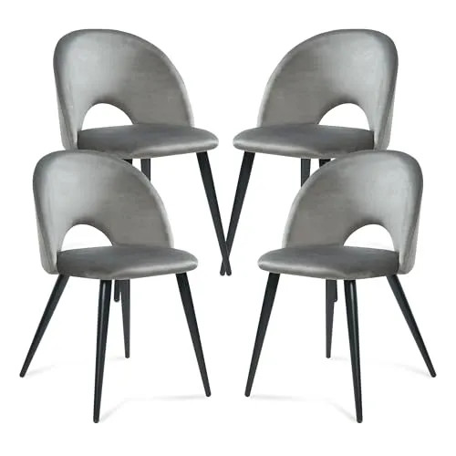 [en.casa] Esszimmerstühle Karijoki 4er Set - Skandinavischer Polsterstuhl mit Rückenlehne - Stylisches 4er Set Esszimmerstühle in Grau/Schwarz. Gepolsterte Sitzfläche und ergonomische Form bieten hohen Komfort. Robuste Metallfüße sorgen für Stabilität, ideal für Esszimmer und Küche.