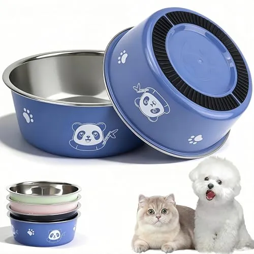 Stück Edelstahl Katzennäpfe, 14 cm Futternapfkatze Set, Fressnäpfe Katze, rutschfeste Futterschüssel & Wassernapf Katze in 4 Farben, Robuste Schale für Nass- & Trockenfutter 4
