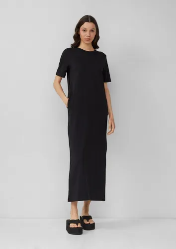 QS Langes Jerseykleid aus Baumwolle schwarz S - Freizeitkleid für Damen, ideal für lässige Anlässe, mit praktischer Eingrifftasche und bequemem Regular Fit aus hochwertiger Baumwolle.