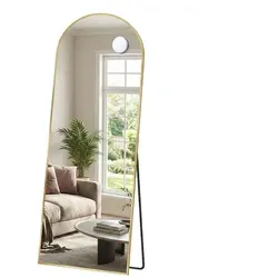 SONGMICS Ganzkörperspiegel mit Vergrößerungsspiegel, 165 x 60 cm, gold - Eleganter Ganzkörperspiegel mit Vergrößerungsspiegel, ideal für Styling und Outfit-Kontrolle. Sicherheit durch bruchsicheres Glas und vielseitige Montageoptionen. Perfekt für jeden Raum!