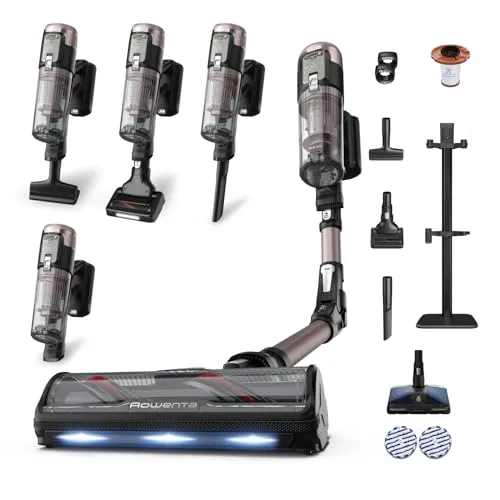 Rowenta RH9CD9E0 X-Force Flex 16.60 - Kabelloser Stabstaubsauger mit Mopp und 120 min Laufzeit. Ideal für alle Bodenarten, energieeffizient und mit praktischem LED-Display für einfache Nutzung.