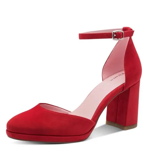 Tamaris Damen Pumps mit Blockabsatz, rot, 38 EU in rot von Tamaris