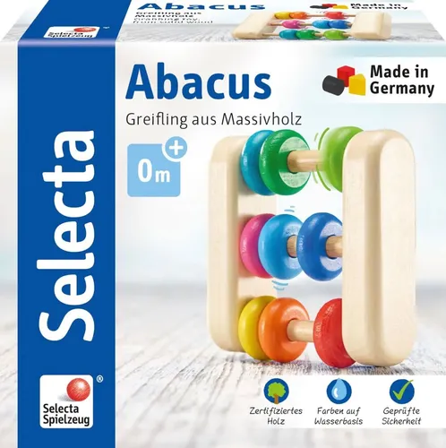 SELECTA ABACUS GREIFLING BABYSPIELZEUG HOLZ SPIELZEUG NEU OVP