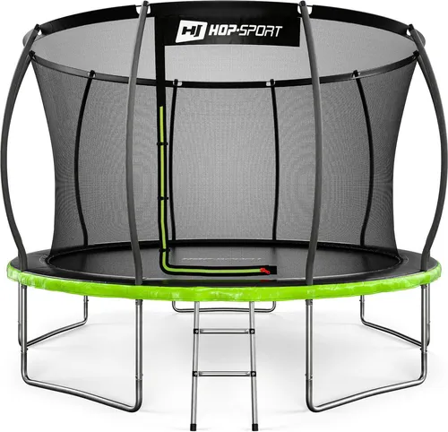 Hop-Sport Trampolin Outdoor - Ø 366 - Trampolin mit innenliegenden Sicherheitsnetz, gebogenen Netzstangen und Sicherheitszertifikaten - Komplettset