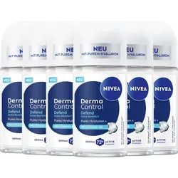 NIVEA Deodorant Derma Control Defend Roll-On 6 x 50ml - Effektiver Roll-On für 72 Stunden Schutz gegen Schweiß und Geruch. Ideal für empfindliche Haut, sorgt für ein angenehmes Hautgefühl und ist frei von Ethylalkohol.