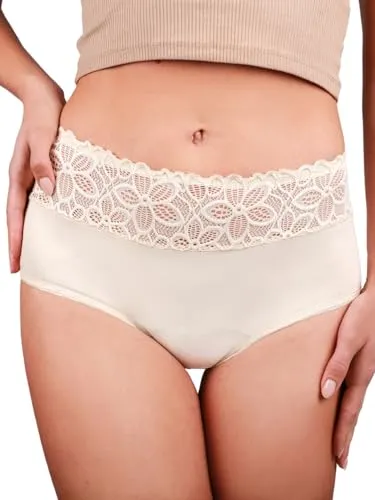 Taynie Deluxe Periodenunterwäsche aus Bio-Baumwolle – Saugfähiger Periodenslip für bis zu 12 Std. Schutz - Entdecke die Taynie Deluxe Periodenunterwäsche aus Bio-Baumwolle: besonders saugfähig und bequem mit floralen elastischen Bündchen. Ideal für die Nacht und nachhaltig waschbar bis 60°C.
