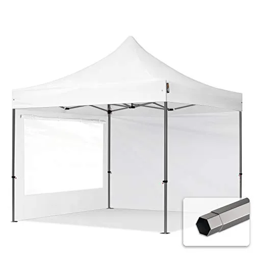 TOOLPORT 3x3m Stahl Faltpavillon mit 2 Seitenteilen, weiß von Toolport