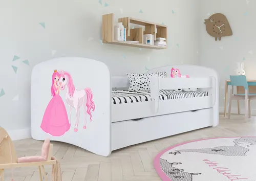 Bjird® Kinderbett Jugendbett 80x180 cm Weiß mit Matratze und Rausfallschutz