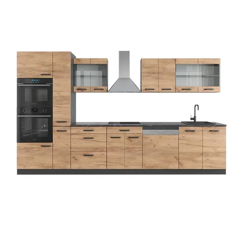 Vicco Küchenzeile R-Line 350 cm in Anthrazit Eiche - Küchenzeile mit hochwertigem Material für höchsten Komfort. Variabel aufstellbar und ideal für individuelle Raumgestaltungen.