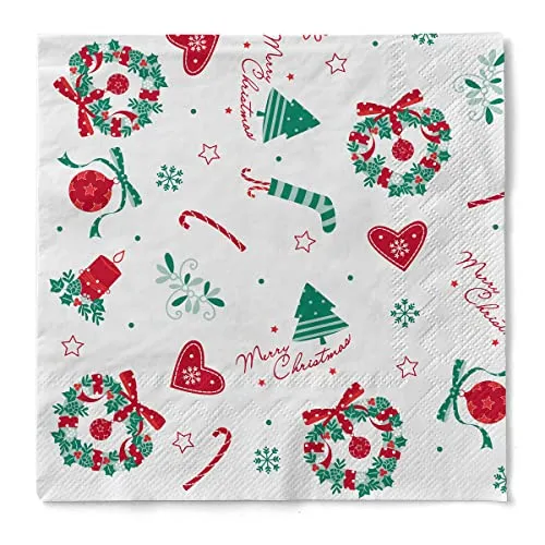 Sovie HOME Serviette Dream aus 3-lagigem Tissue, Weihnachtsserviette mit Kerzen Tannenbaum festlich, ideal für Advents- & Weihnachtsfeiern, 33 x 33 cm, 20 Stück